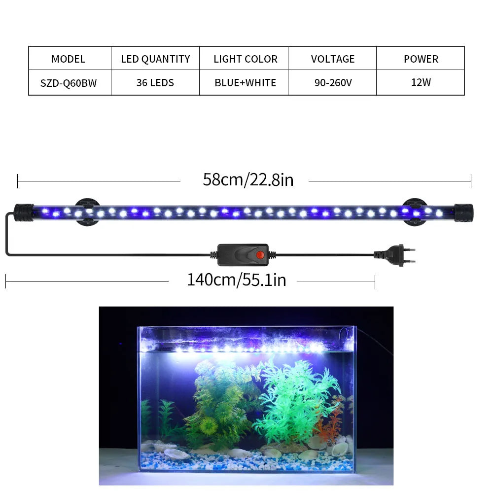 Waterproof Submersible Fish Tank Lamp