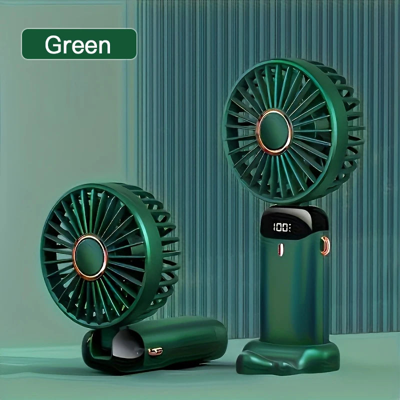 Portable Mini Fan With 6 Speeds LED USB Rechargeable