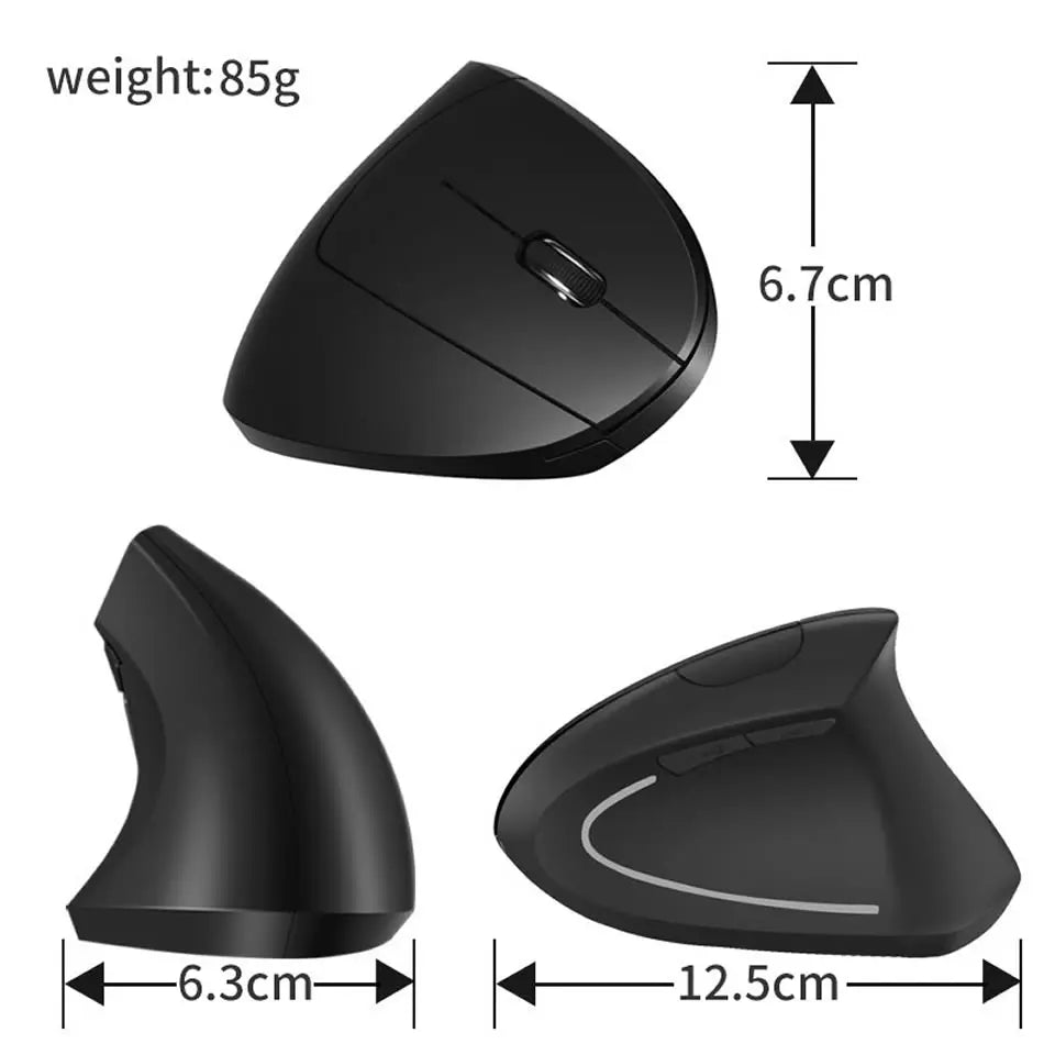 Vertical Wireless USB Mouse Ergonomic Rechargeable Portable