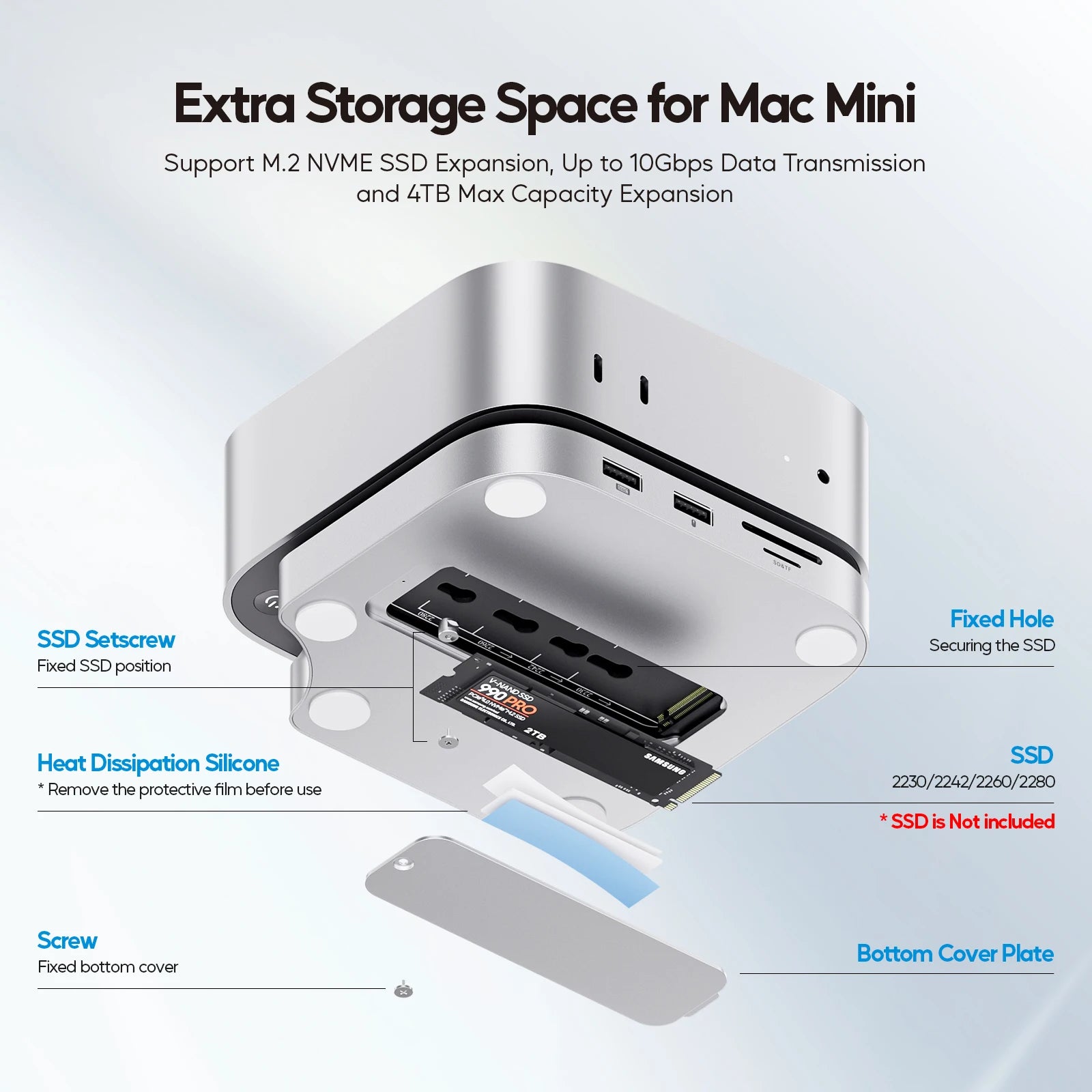 Mac Mini M4 Dock with 4TB SSD Enclosure,
