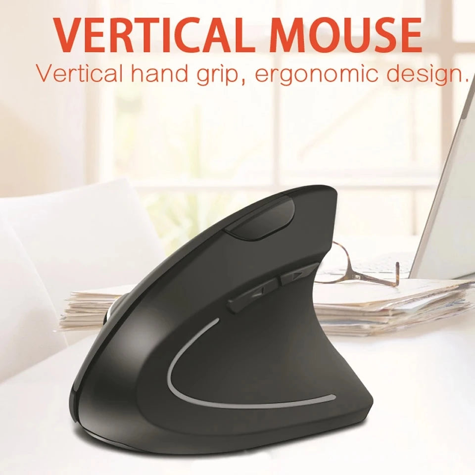 Vertical Wireless USB Mouse Ergonomic Rechargeable Portable