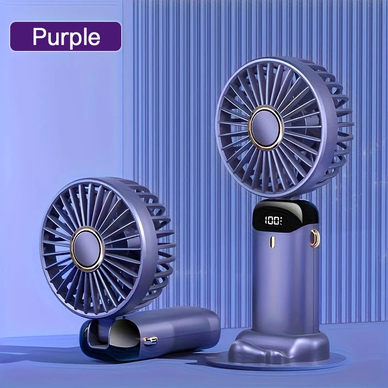Portable Mini Fan With 6 Speeds LED USB Rechargeable
