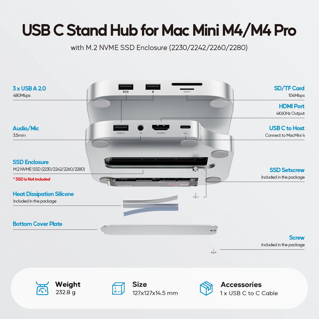 Mac Mini M4 Dock with 4TB SSD Enclosure,