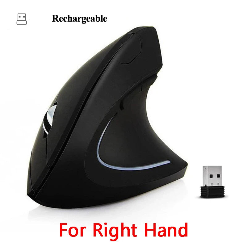 Vertical Wireless USB Mouse Ergonomic Rechargeable Portable