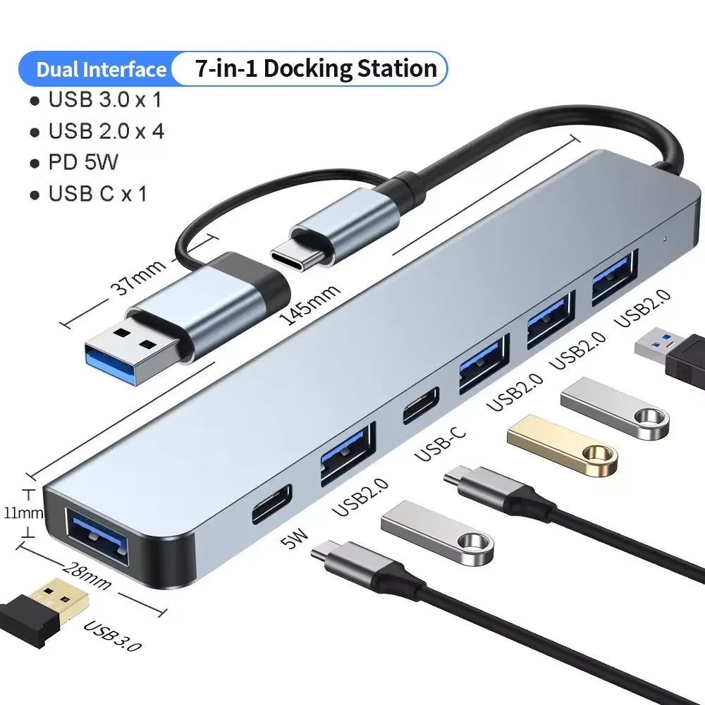 USB C Hub USB Splitter 7 in 1