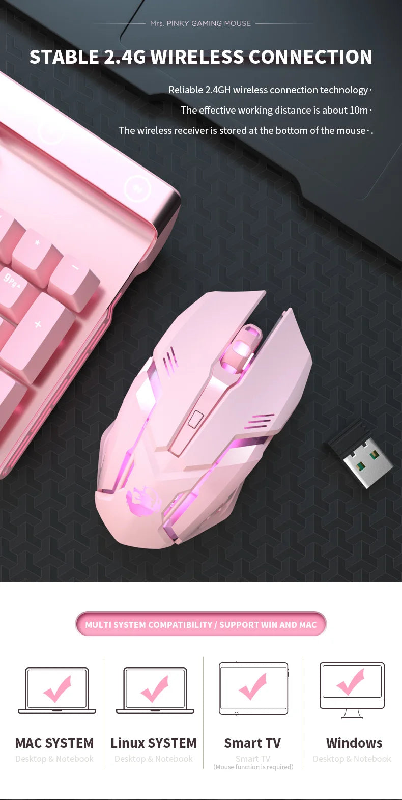 Gaming Mute Mouse Cute RGB Gamer