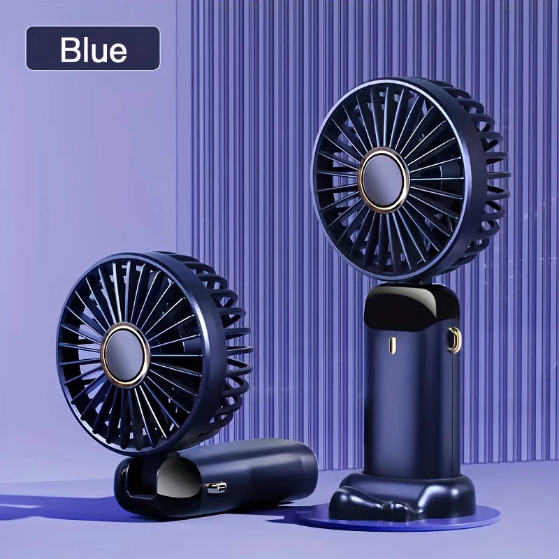 Portable Mini Fan With 6 Speeds LED USB Rechargeable
