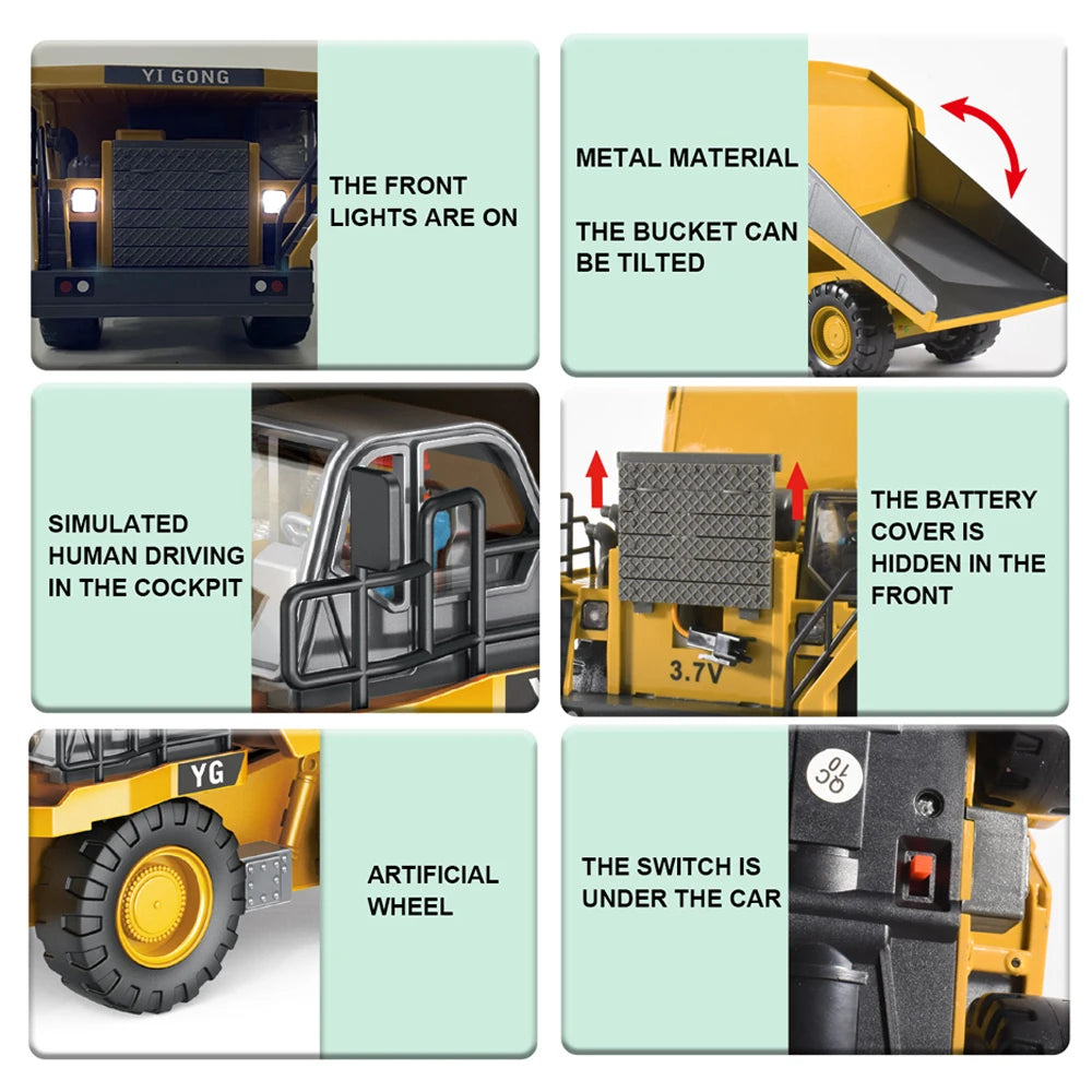 Excavator Dump Truck RC Model Car Toy 2.4G Remote Control