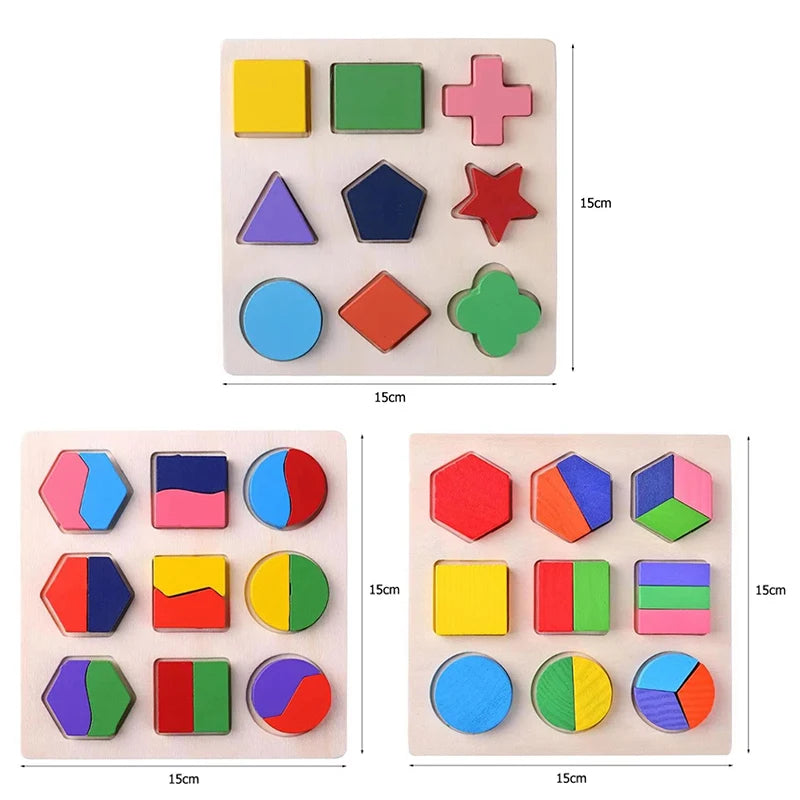 Wooden Geometric Shapes Montessori Puzzle