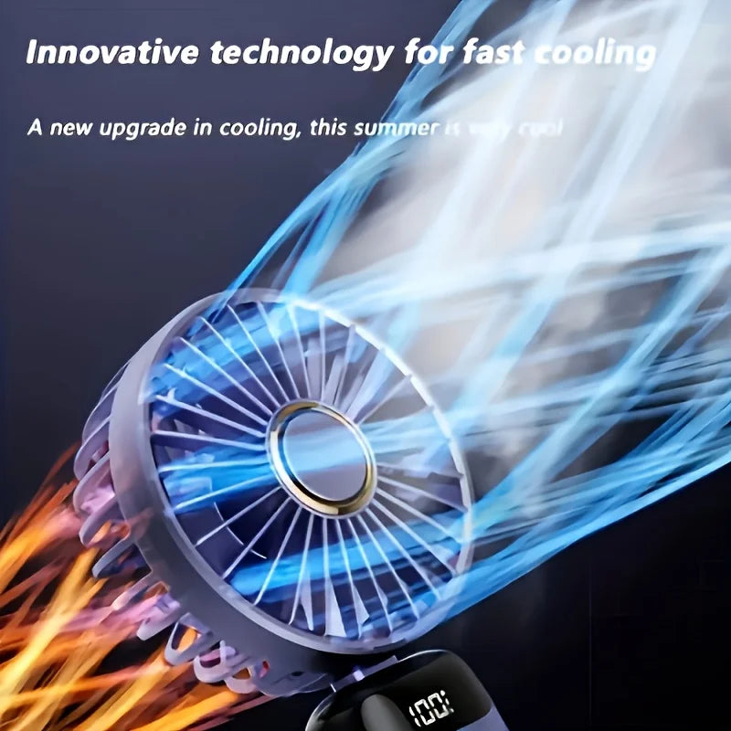 Portable Mini Fan With 6 Speeds LED USB Rechargeable