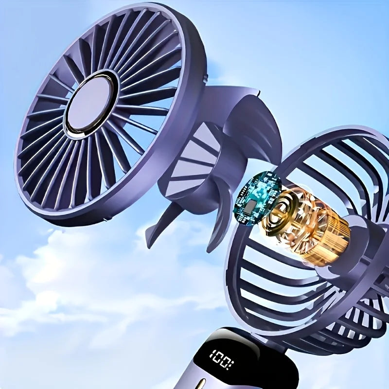 Portable Mini Fan With 6 Speeds LED USB Rechargeable