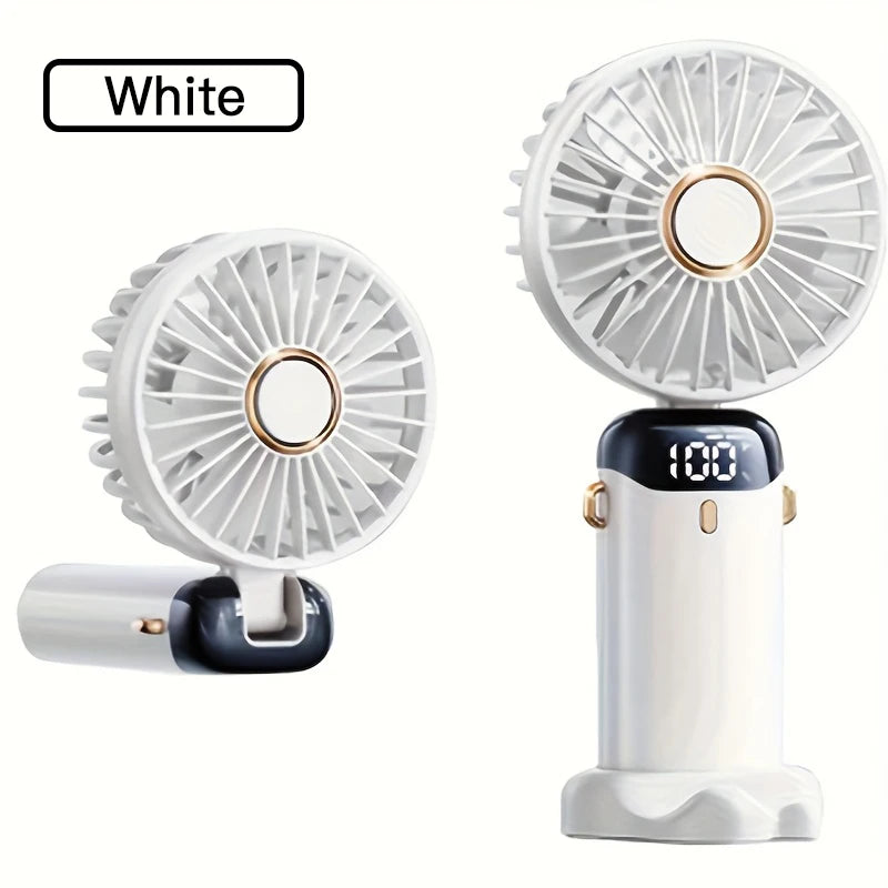 Portable Mini Fan With 6 Speeds LED USB Rechargeable