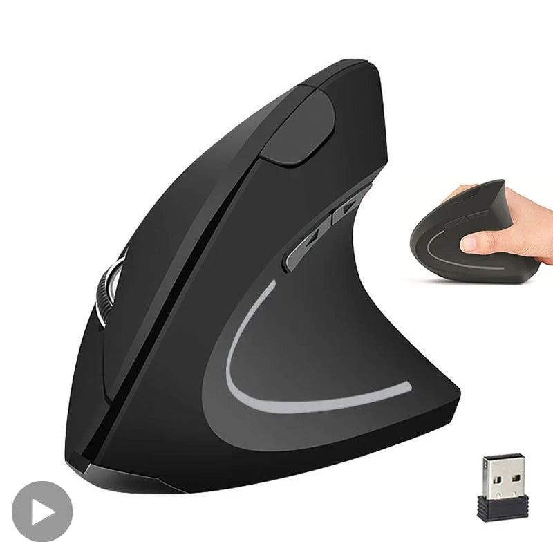 Vertical Wireless USB Mouse Ergonomic Rechargeable Portable