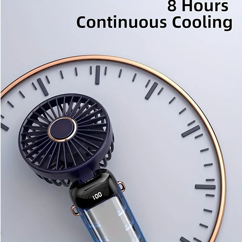 Portable Mini Fan With 6 Speeds LED USB Rechargeable