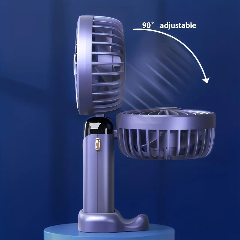 Portable Mini Fan With 6 Speeds LED USB Rechargeable