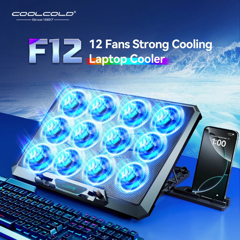 Laptop Cooling Pad with 12 Quiet Fan